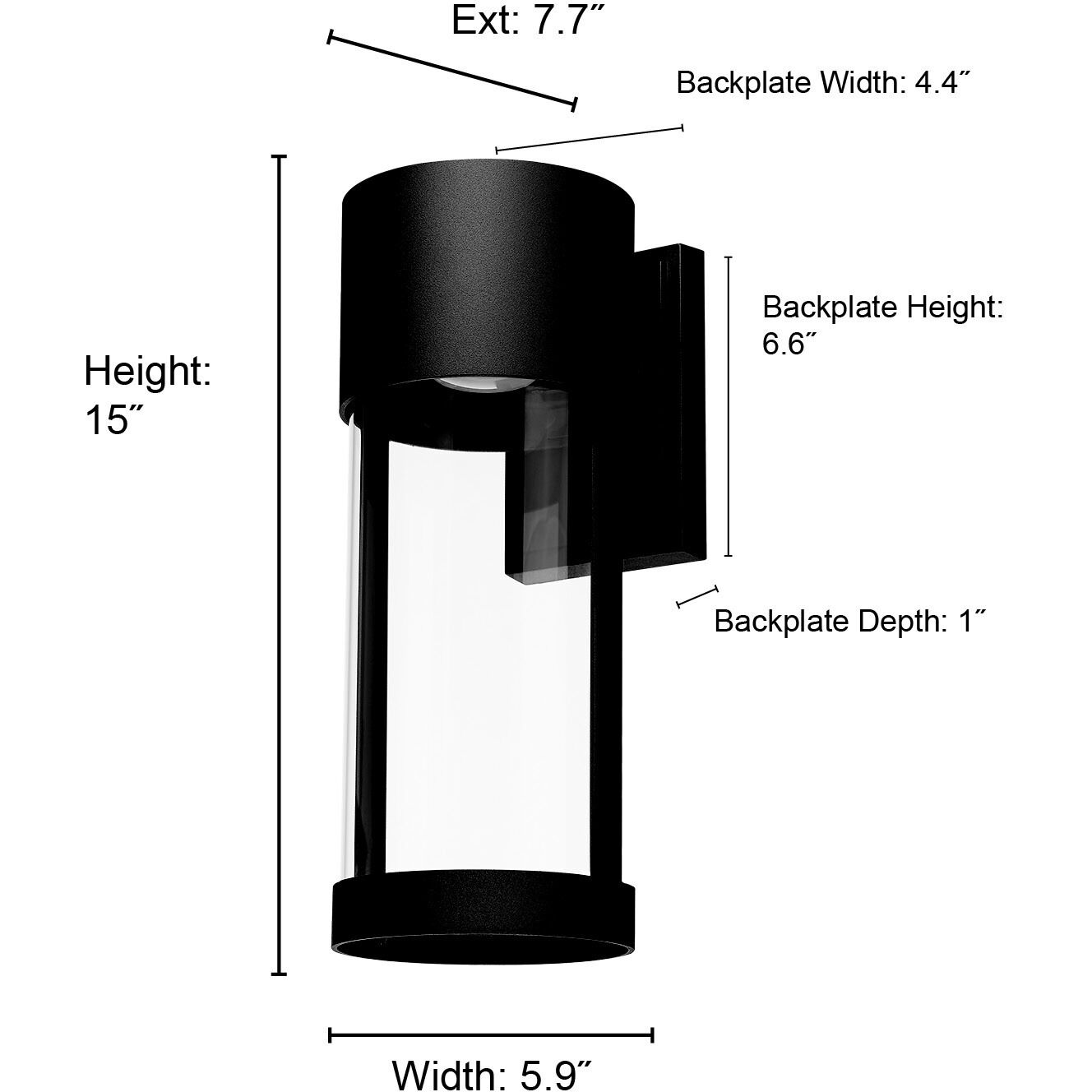 Trefor LED 15 inch Powder Coated Black Outdoor Wall Sconce